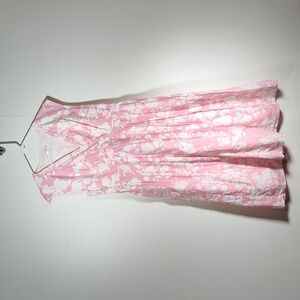 Garnet Hill white and pink floral cotton midi dress 4